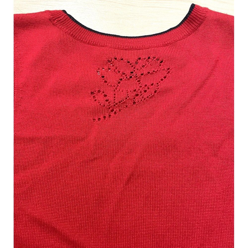 Rag & Bone Dress Women's Small Adriana Red Knit Floral Cut Out Merino Wool Blend - Picture 4 of 5